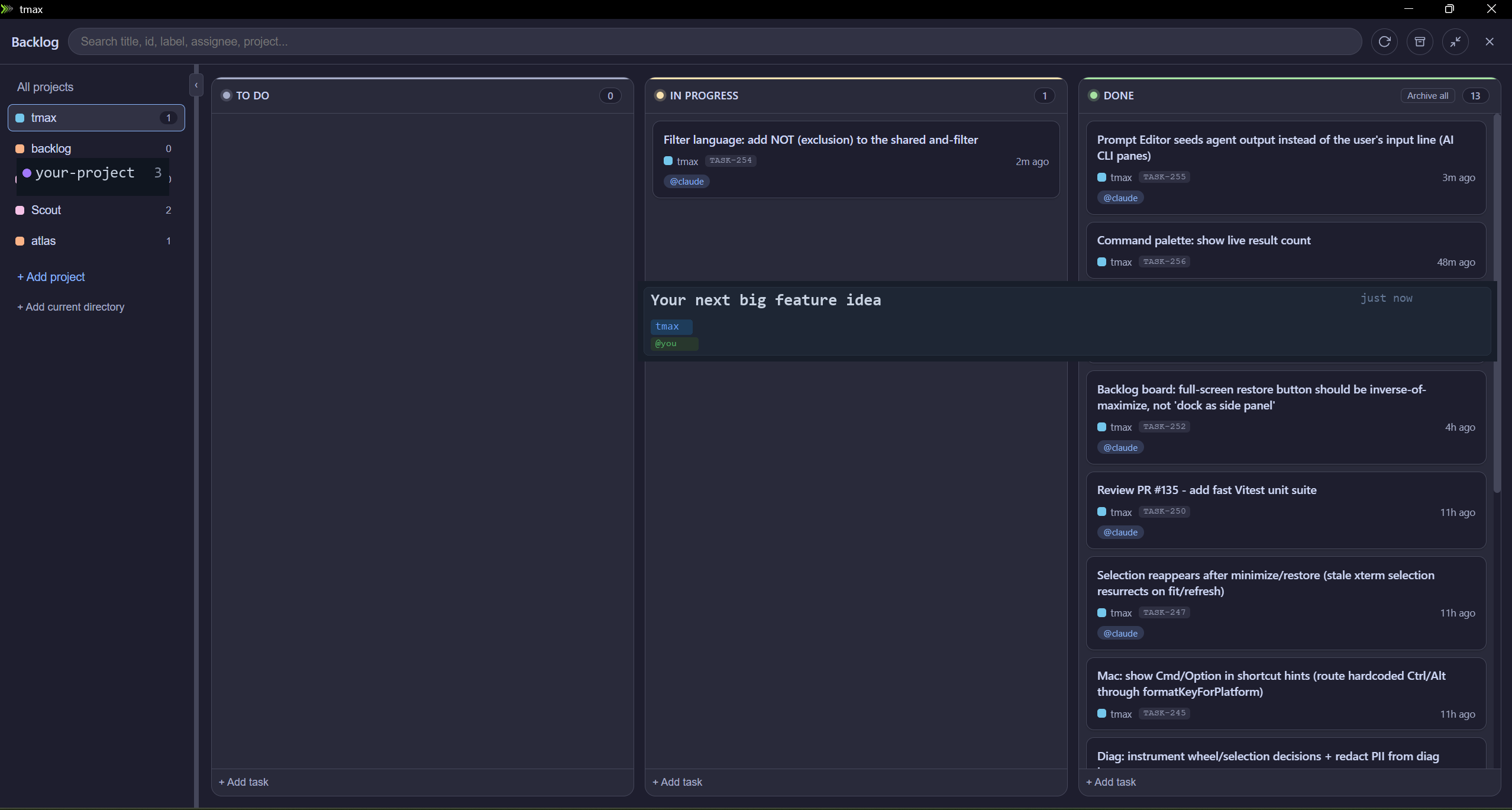 Backlog board